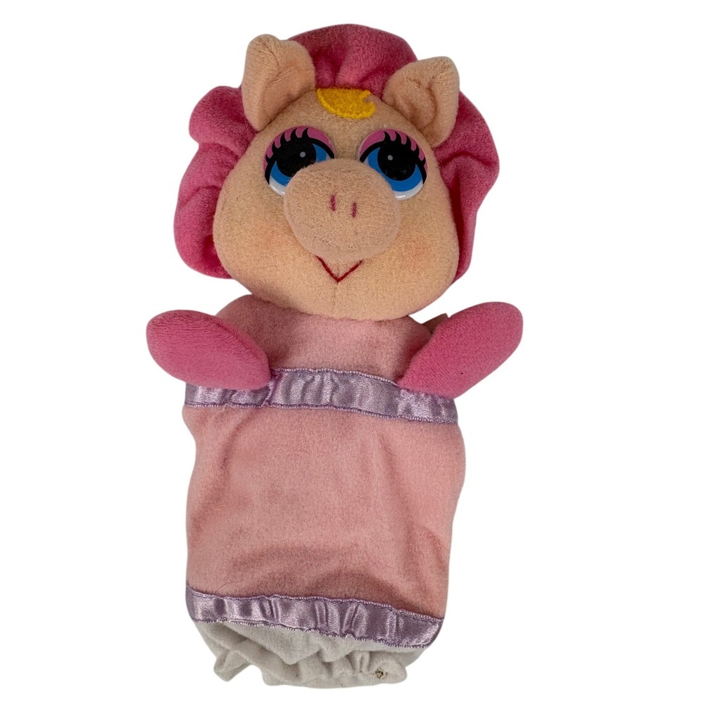 RARE Remco Muppet Babies Miss Piggy Baby Bottle Cover Plush‎ Puppet 80s 90s baby